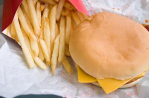 Cheeseburger and fries