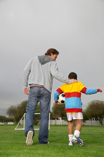 Father and son after soccer