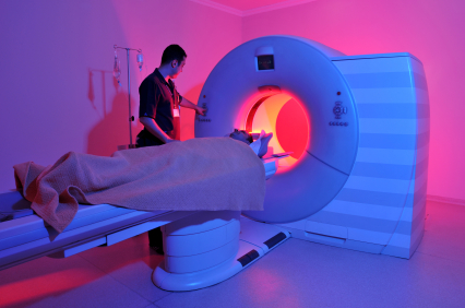 Patient beginning MRI exam