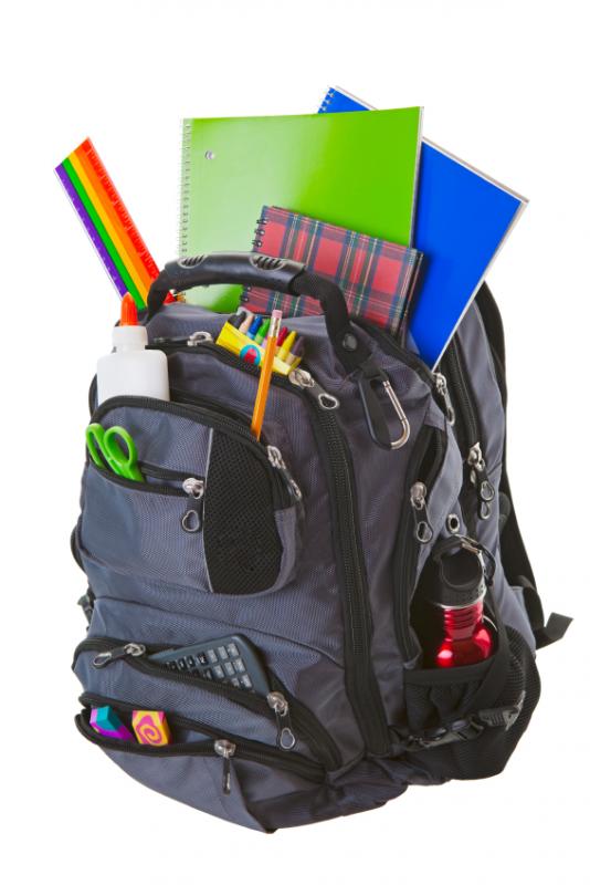 Overflowing school backpack