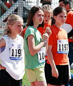 Young female track athletes