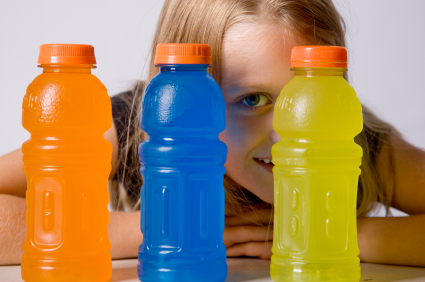 Young girl with sports drinks